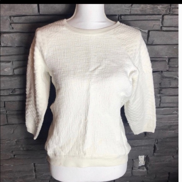 Vince White Textured Sweatshirt Small